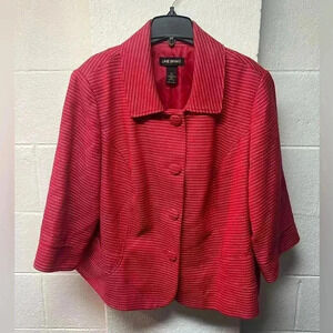 Lane Bryant Jacket Peacoat Red tan Dotted 3/4 Sleeve Womens
Size 24 Cotton